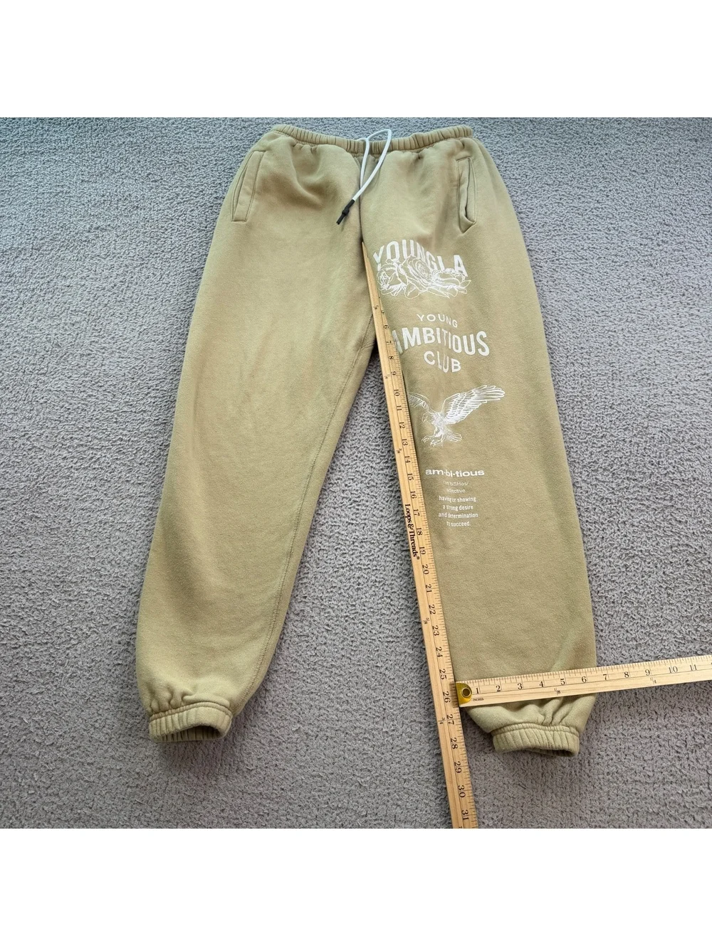 YoungLA Young Ambitious Club Fleece Jogger Sweatpants Tan Bodybuilding Gym M